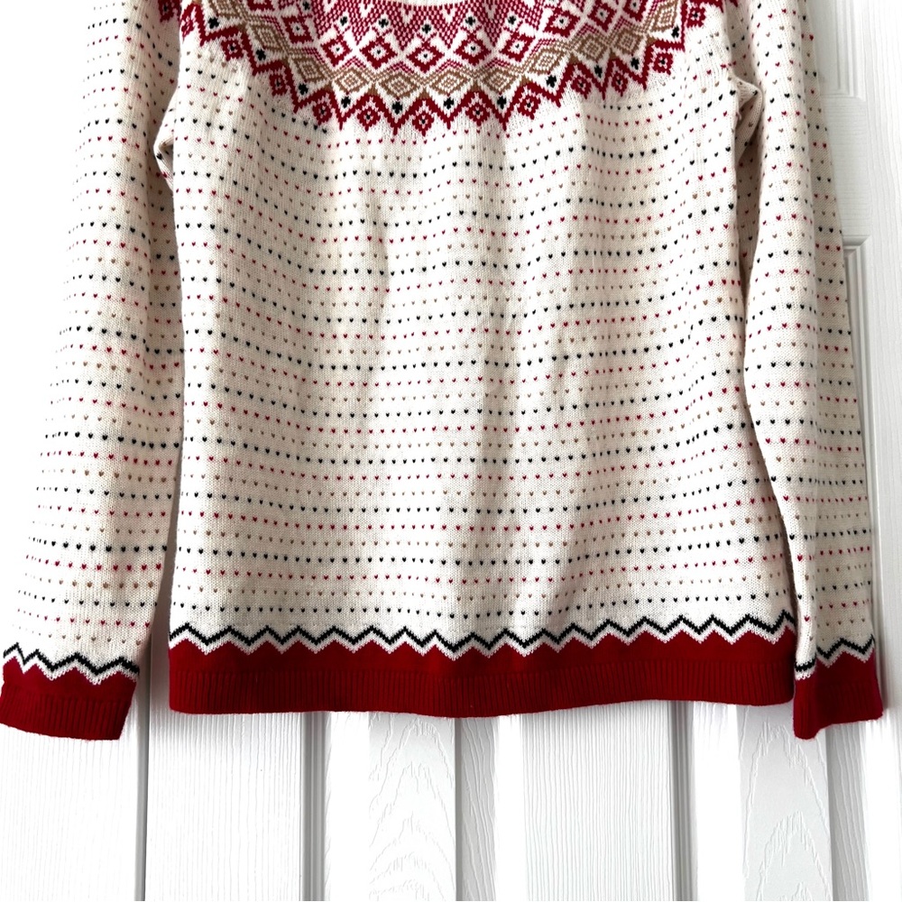 Talbots Red and Cream Patterned Sweater - Picture 5 of 10